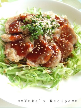 簡単♪豚ヒレから揚げ甘辛ソース