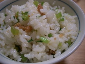 ✿鶏皮と青菜の混ぜご飯✿