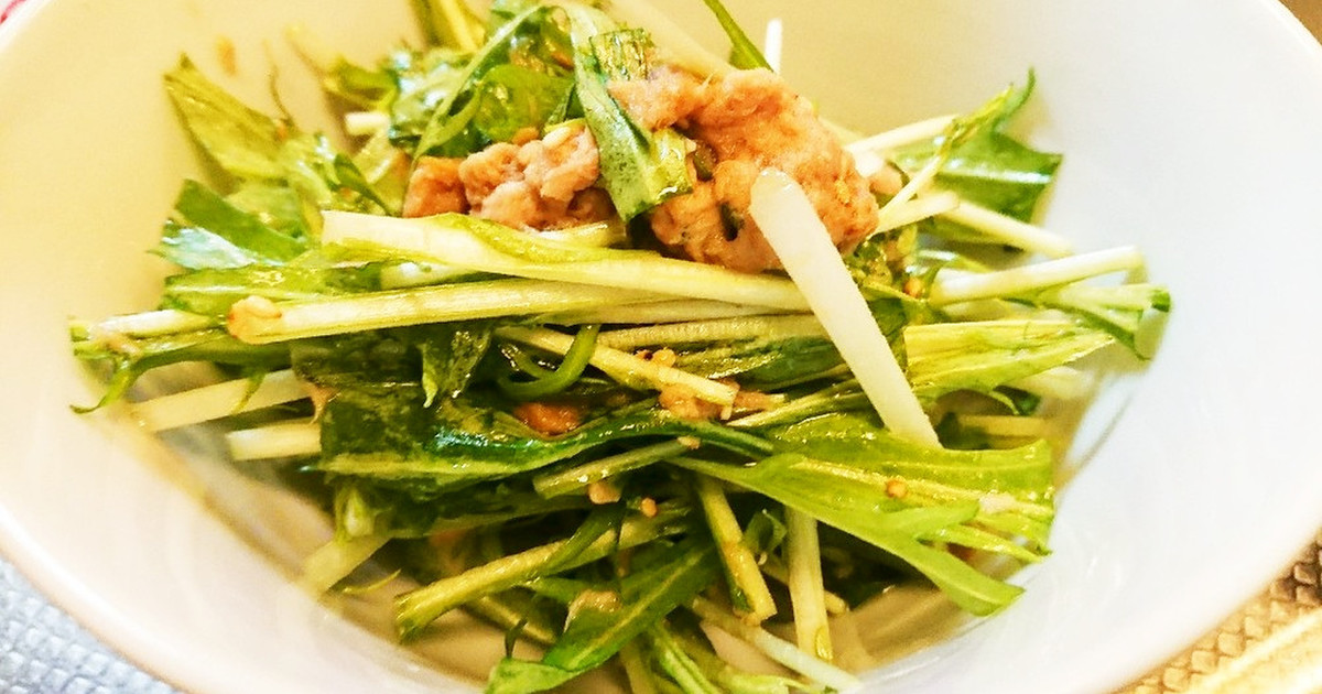 水菜とツナのごま油香るサラダ レシピ 作り方 By シェシェシェのシェ夫 クックパッド