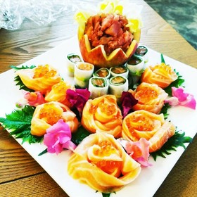 サーモンの薔薇の飾り❤