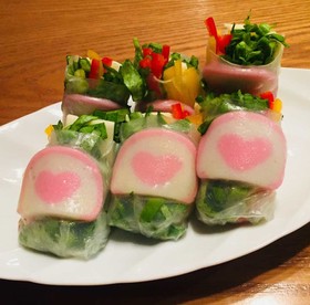 ハートかまぼこの生春巻