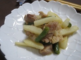 長いもと鶏肉の甘酢炒め