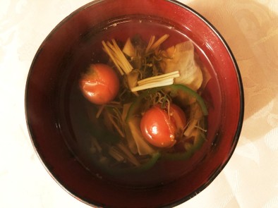 冷凍ミニトマトのスープの写真