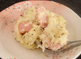 お手軽!魚肉ソーセージのとろろ蒸し