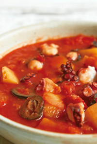 たことじゃがいものガリシア風トマト煮込みスープ