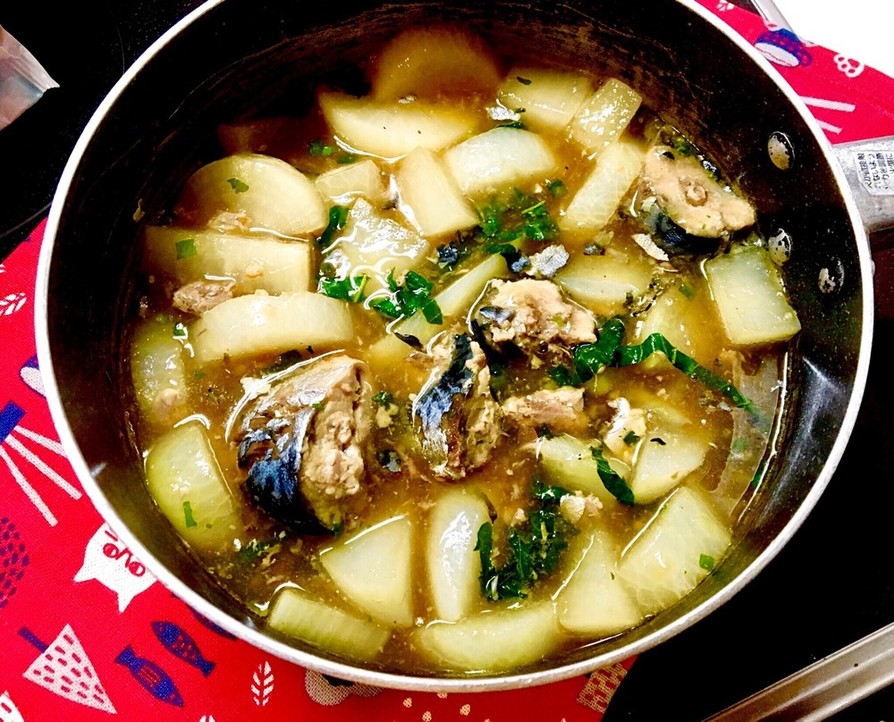 冷凍大根と鯖缶で麺つゆ時短煮物！！の画像