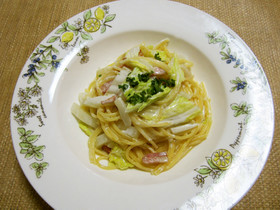 ベーコンと白菜のワンポットパスタ