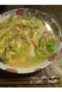 ツナ･白菜･ネギの*中華卵とじスープ