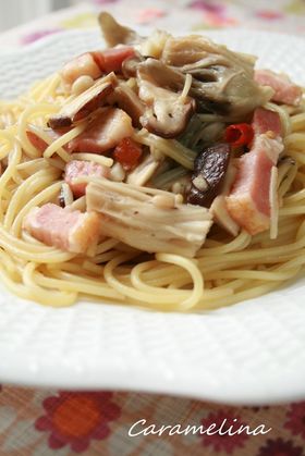 うちで人気のきのこいっぱいスパゲティ