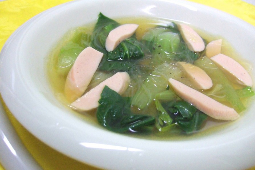 おさかなのソーセージで中華風スープ♪の画像