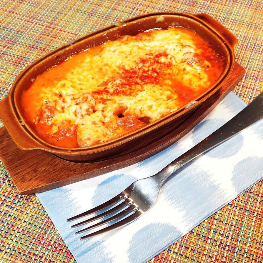 レンチン簡単★ソーセージのトマトチーズ煮の画像
