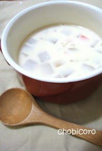 コロコロ野菜の　みそ豆乳スープ