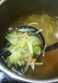 ブロッコリー湯がき汁でスープ