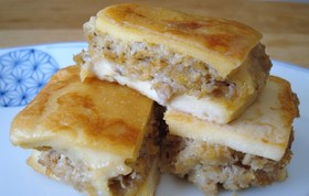 もちもちレンコンとふわふわ豆腐のサンド♪
