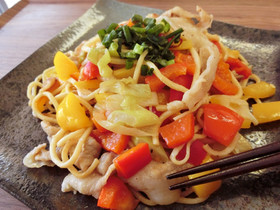 【糖質制限】豚肉パプリカ塩焼きそば