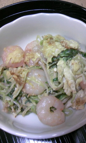 空芯菜のスプラウトえび卵炒め