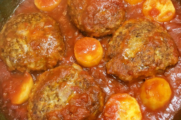 煮込みハンバーグ じゃがいも入り レシピ 作り方 By さつきa クックパッド