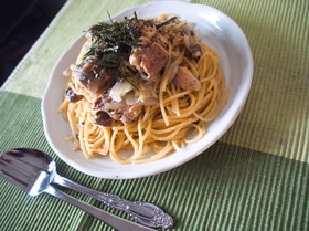 鯖水煮缶のスタミナパスタ!