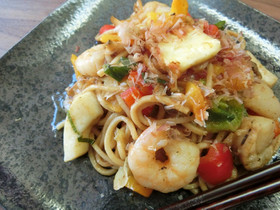 【糖質制限】海鮮バター魚粉焼きそば