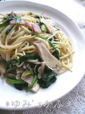 ♪ほうれん草ときのこのスパゲッティー♬