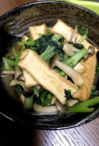 小松菜とあげの生姜醤油炒め