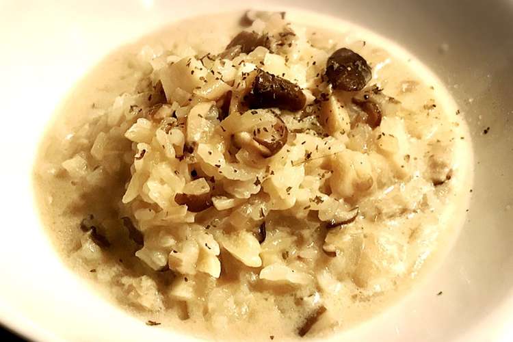 豆乳きのこリゾット トリュフ塩 レシピ 作り方 By Kuutaro93 クックパッド 簡単おいしいみんなのレシピが376万品