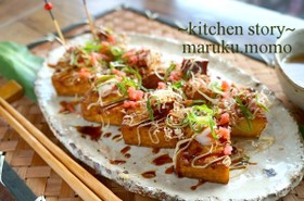 フライパンで作る!厚揚げタコ焼き♪