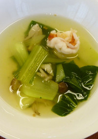 【高齢者】青梗菜とえびのスープ