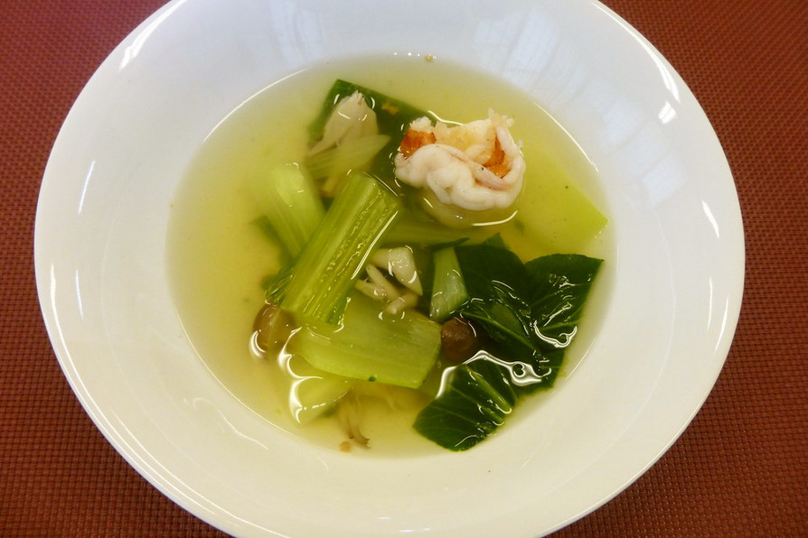 【高齢者】青梗菜とえびのスープの画像