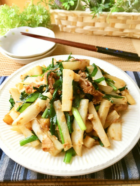 簡単!極旨!長芋とニラとツナ缶の炒め物