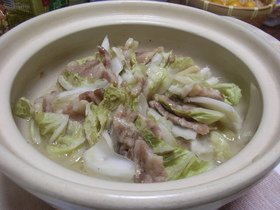 和:”簡単!白菜と豚バラ肉の重ね蒸し”