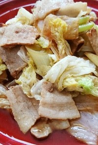 白菜とねぎと豚バラ肉の炒め物