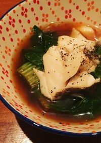 タラとミニ白菜の生姜スープ