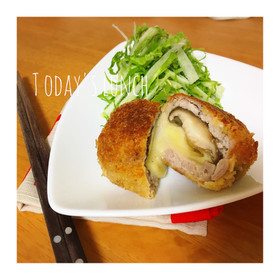 *節約*豚こまで丸ごと椎茸チーズトンカツ