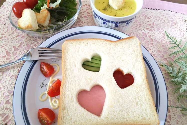 朝食バレンタイン ハートのサンドイッチ レシピ 作り方 By もへほっぺ クックパッド 簡単おいしいみんなのレシピが357万品