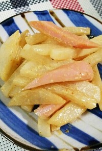 大根と魚肉ソーセージのオイマヨ炒め
