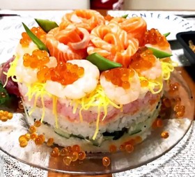 お祝いごとに簡単お寿司ケーキ