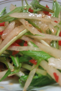 カリカリ梅で☆大根と水菜の彩りサラダ
