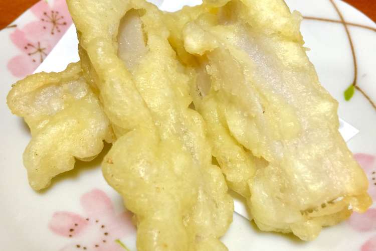 甘くて香ばしい 縦切りレンコンの天ぷら レシピ 作り方 By ぽむぽむぴ クックパッド