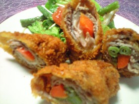 ロールとんかつ 野菜チーズ巻