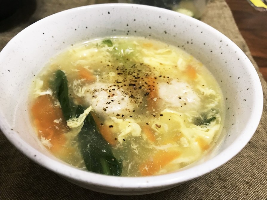 青梗菜野菜卵スープの画像