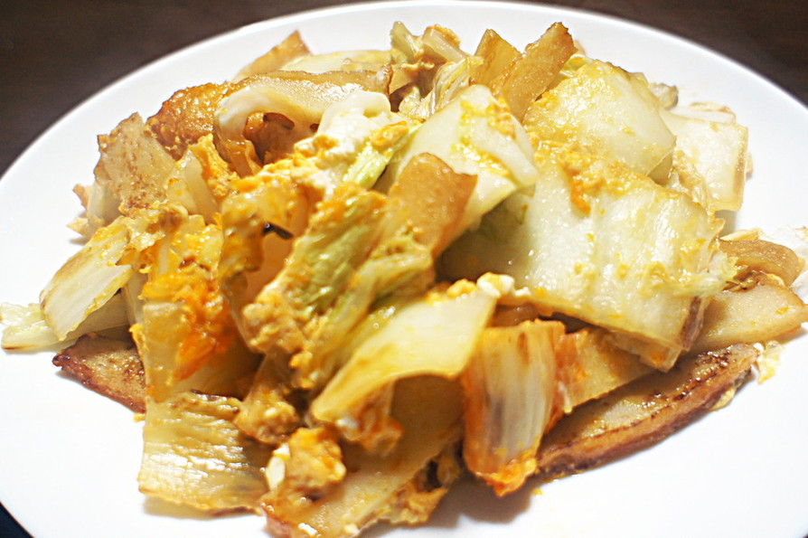 会津地鶏の卵で☆白菜とさつま揚げの卵炒めの画像