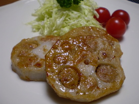 簡単!肉詰め蓮根の照り焼き