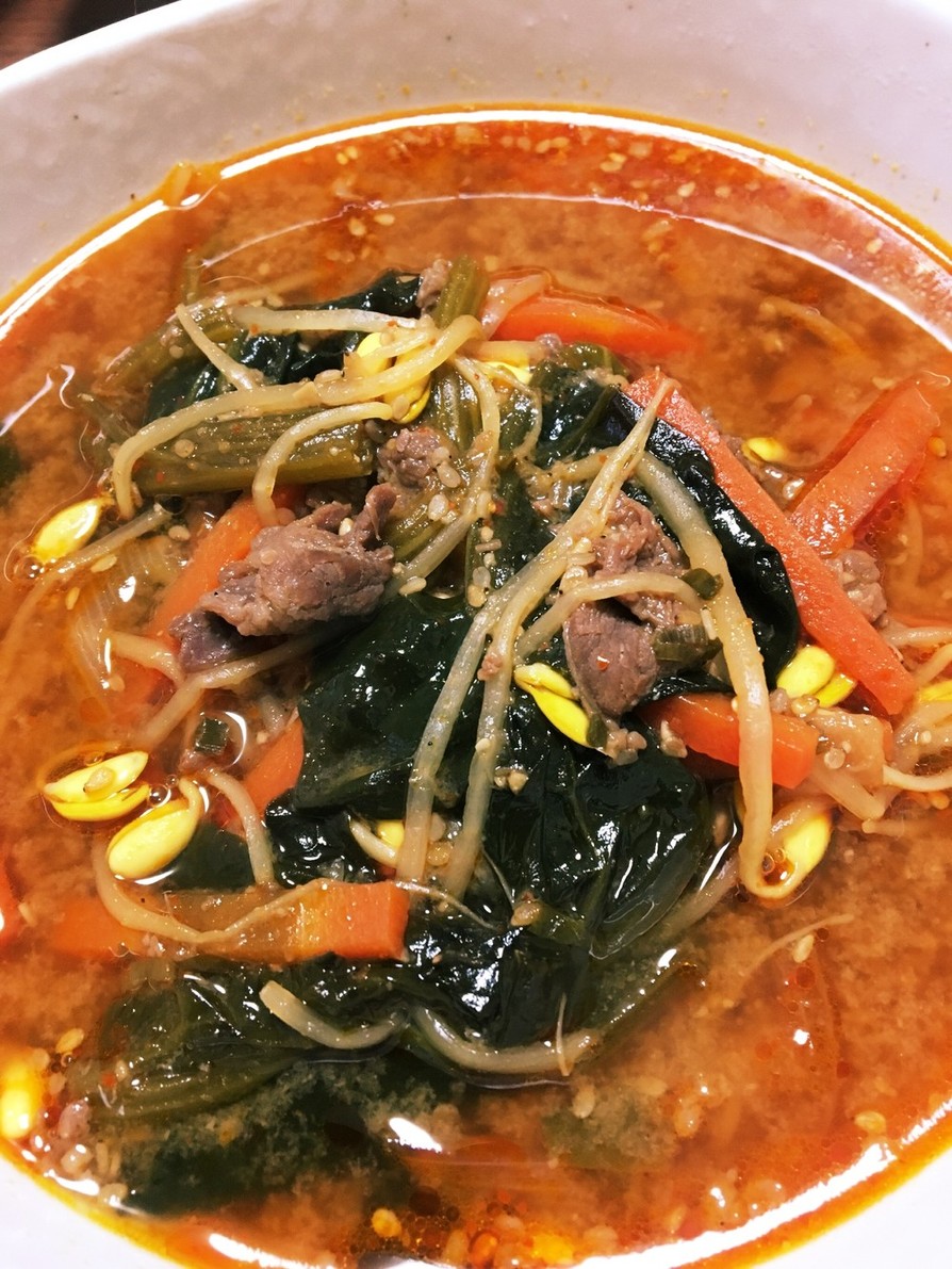 焼肉好き〜野菜たっぷり甘辛スープの画像