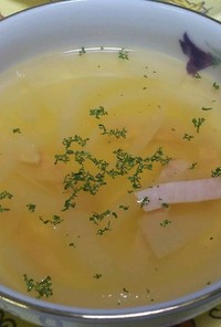 汁物をプラス★玉ねぎとハムのスープ