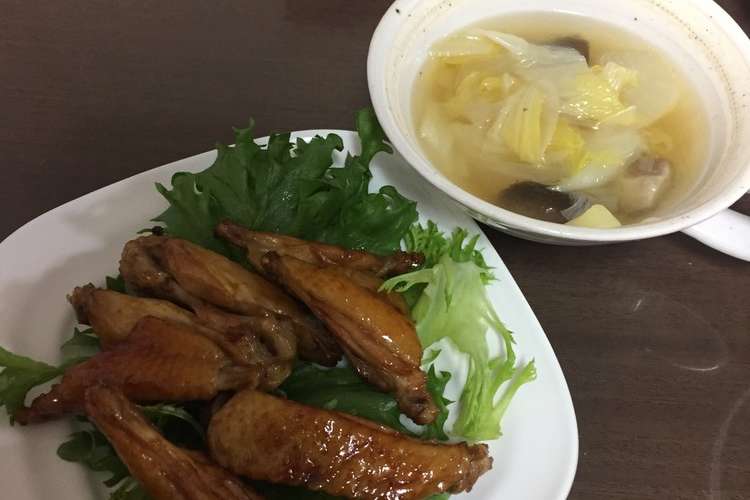 １度に２品 手羽中照り焼きと野菜スープ レシピ 作り方 By はしつぼ クックパッド
