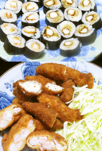 海老カツとササミフライの太巻き寿司