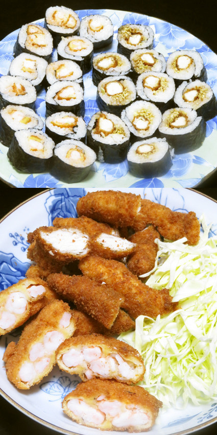 海老カツとササミフライの太巻き寿司の画像