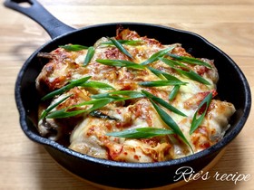 我が家の定番♡肉巻き豆腐キムチーズ焼き♡