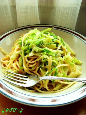 春キャベツたっぷり♪たらこのパスタ